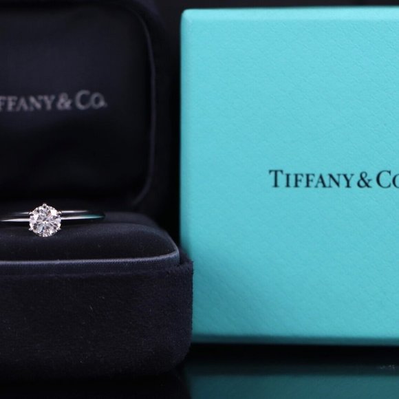 20788 Tiffany & Co. Platinum 0.65ct H VS2 Round Diamond Engagement Ring 5.75 - Picture 6 of 6